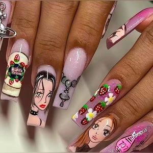 Kawaii Nana Anime Girl Strawberry Press On Nails